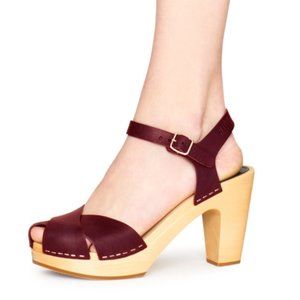 Swedish Hasbeens Merci Sandal, Bordeaux, 40 -- Gently Used